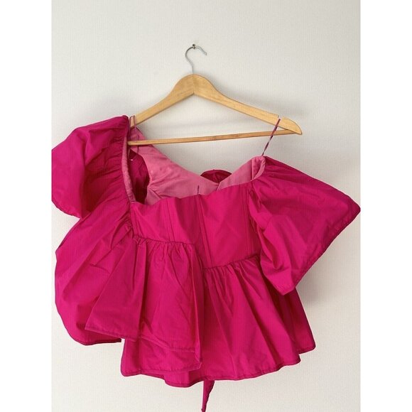 ZARA WOMAN NWT  FUCHSIA RUFFLED ASYMMETRIC TOP 8546/180 SIZE XS - Picture 8 of 8